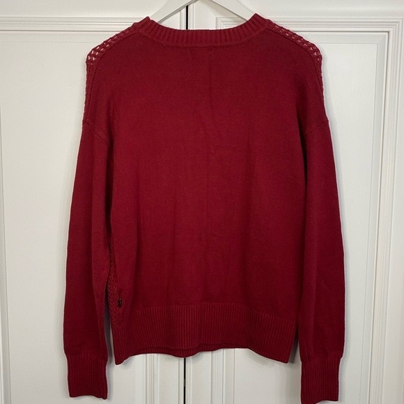 EUC Womens Banana Republic Size Medium Red Crew Neck Cable Knit Sweater - Picture 3 of 9